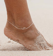 Load image into Gallery viewer, Silver Ankle bracelet surf wave