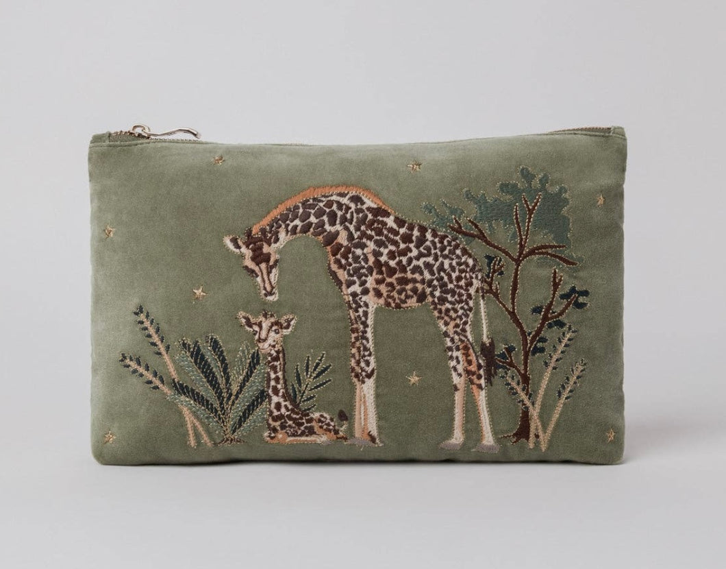 Elizabeth Scarlett olive green mother and baby Giraffe large every day pouch