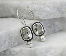 Load image into Gallery viewer, Sterling Silver Green Amethyst and Pearl Earrings
