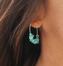 Load image into Gallery viewer, Silver and Turquoise Hoop Earrings
