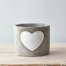 Load image into Gallery viewer, Plant pot grey with white heart detail
