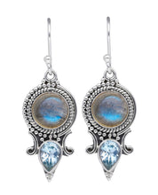 Load image into Gallery viewer, Sterling Silver Labradorite and Topaz earrings
