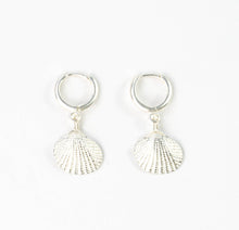 Load image into Gallery viewer, Silver Seashell Huggie earrings
