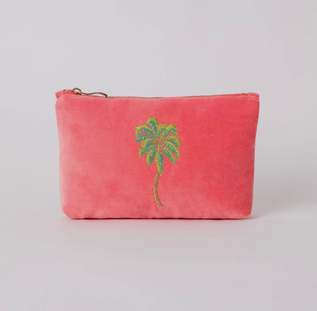 Elizabeth Scarlett Coral Palm cosmetic bag