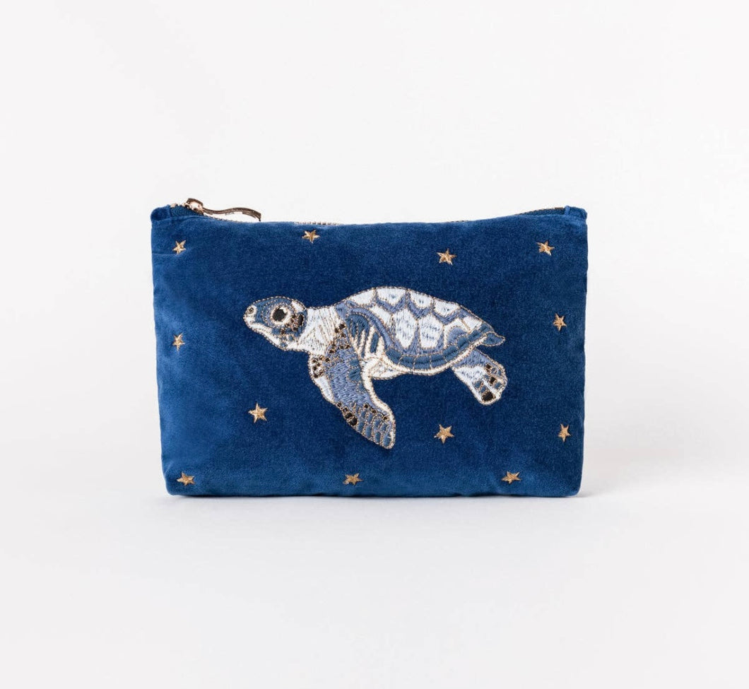 Elizabeth Scarlett Cobalt blue baby Turtle cosmetic bag