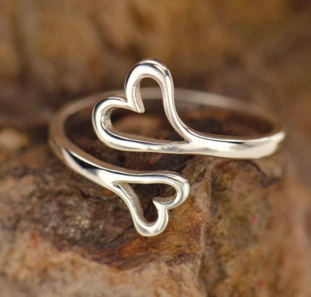 Sterling Silver double heart ring