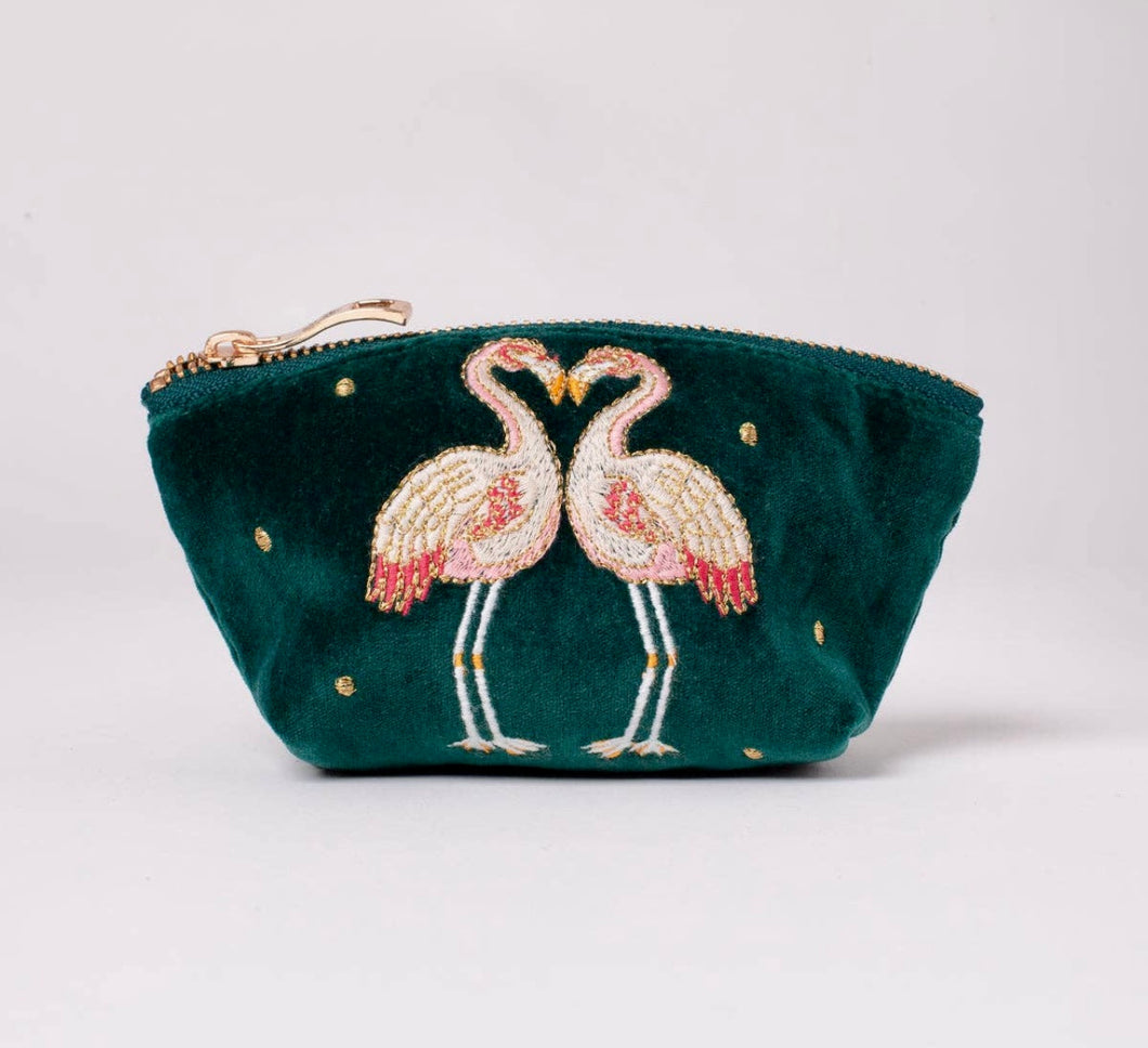 Elizabeth Scarlett Emerald Flamingo coin purse