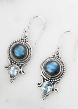 Load image into Gallery viewer, Sterling Silver Labradorite and Topaz earrings
