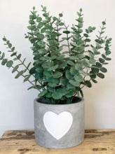 Load image into Gallery viewer, Plant pot grey with white heart detail
